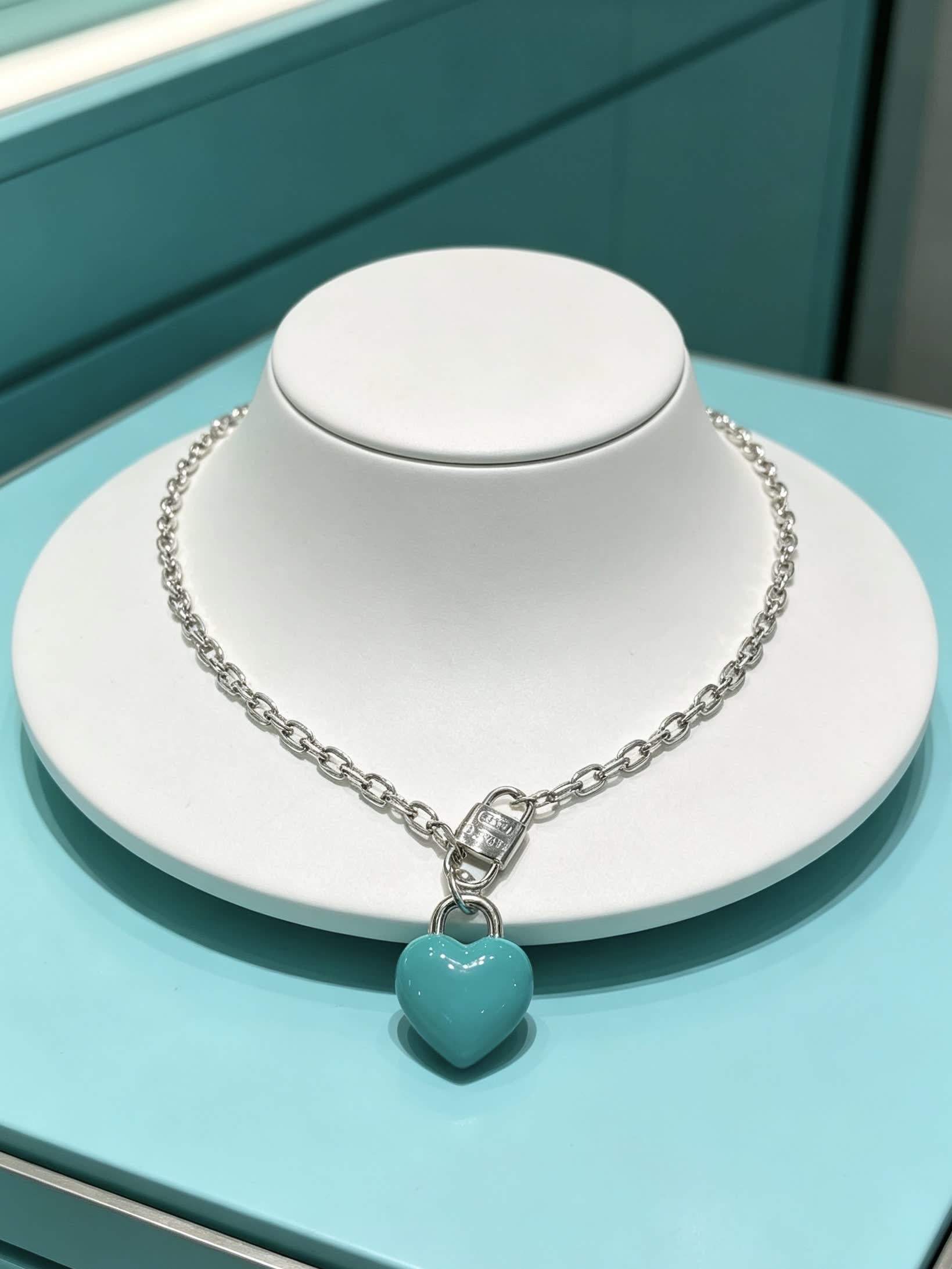 Tiffany & Co. Blue Heart Lock Necklace